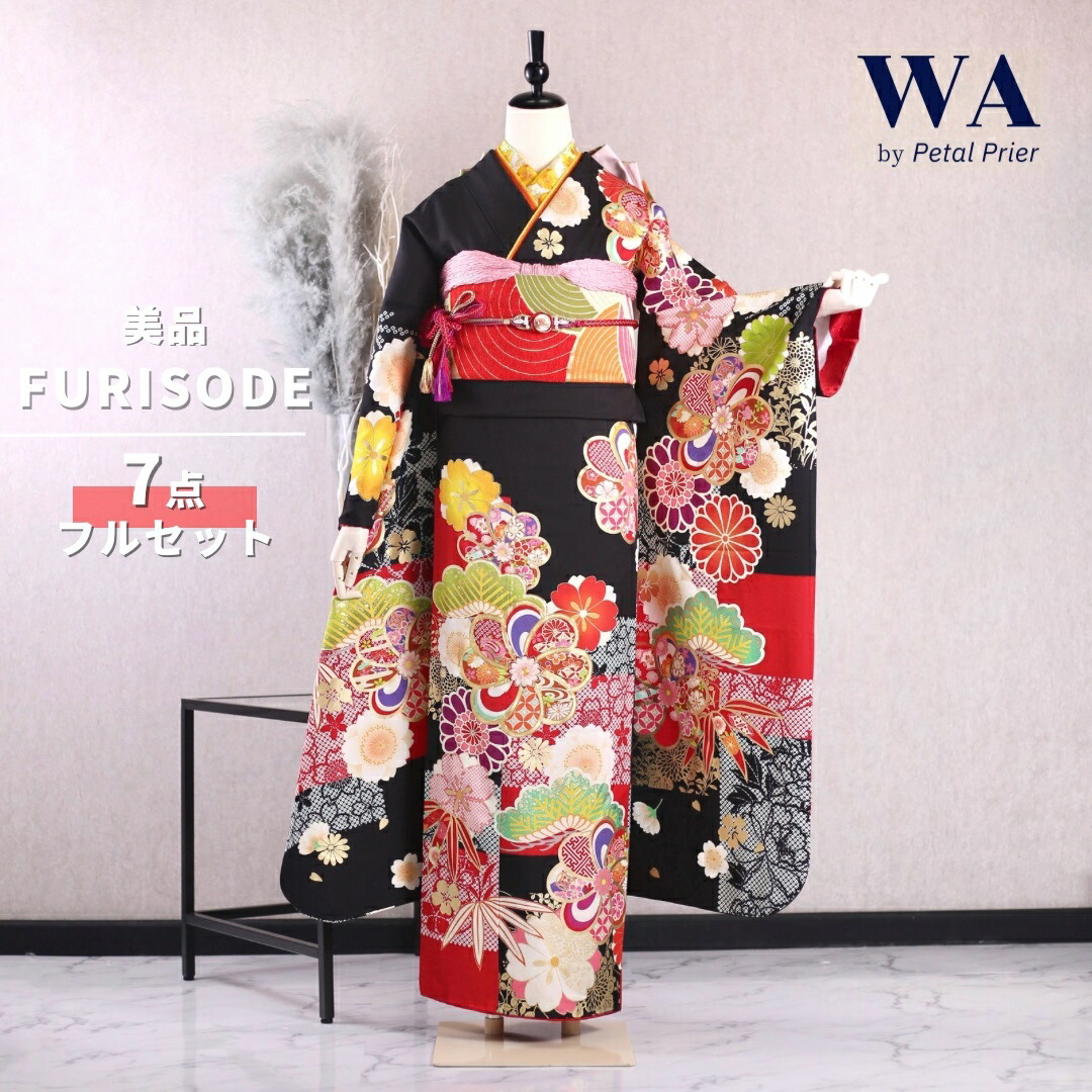 振袖フルセット 振袖セット 振袖 Lサイズ 赤×新古典 美品 成人式 着物