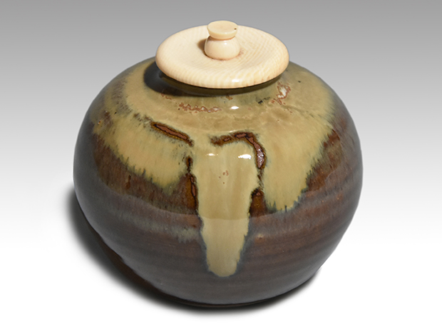 茶道具 高取焼 比古焼 藤崎寿山造 肩衝茶入 仕覆付 共