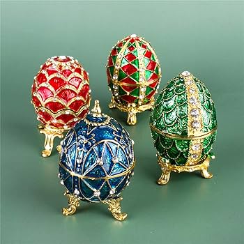 Amazon｜青い卵形ジュエリーボックス、インテリア ファベルジェの卵