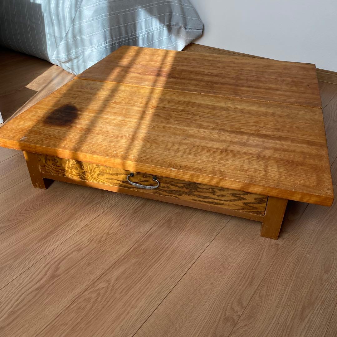 天然木 和裁机 和裁台 裁ち台 仕立台 文机 半尺印 両側引出し付き ①