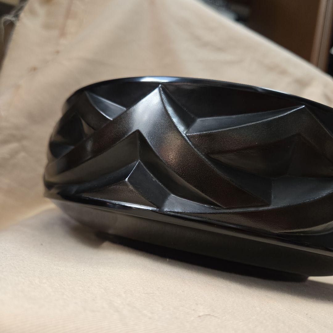 伝統工芸品 漆器 黒色彫刻模様の鎌倉彫 創作鉢 菓子器